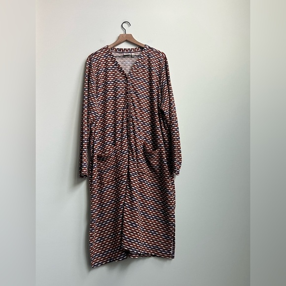 LOGO by Lori Goldstein Jacquard Duster Cardigan Purple Slate A611258 Longline - Picture 4 of 15